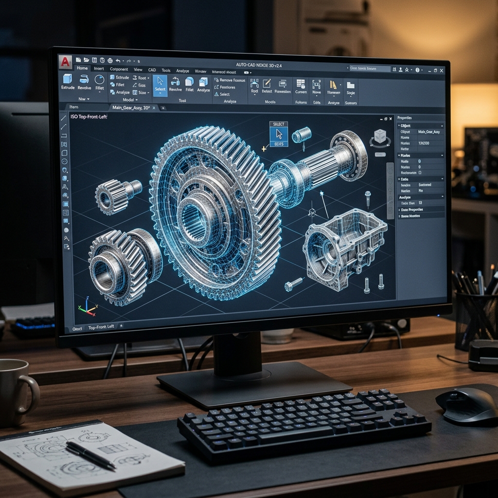 Modelado CAD de un engranaje